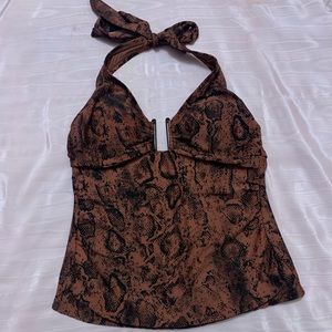 Brown snake print tankini